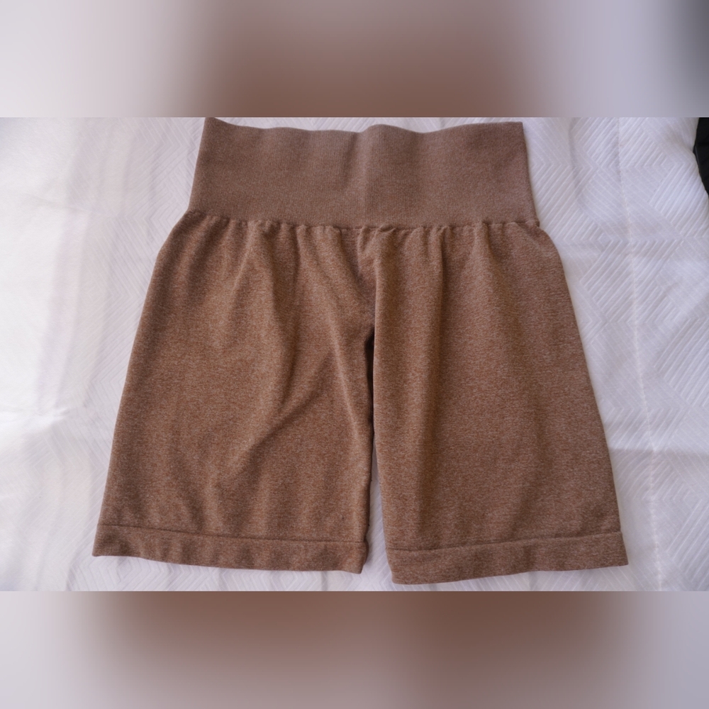 Tan High Waist Relaxed Fit Shorts
